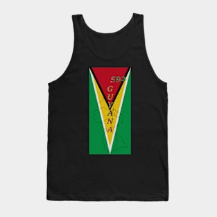 Guyana Flag Design with Phone Area Code and Map Outline Tank Top